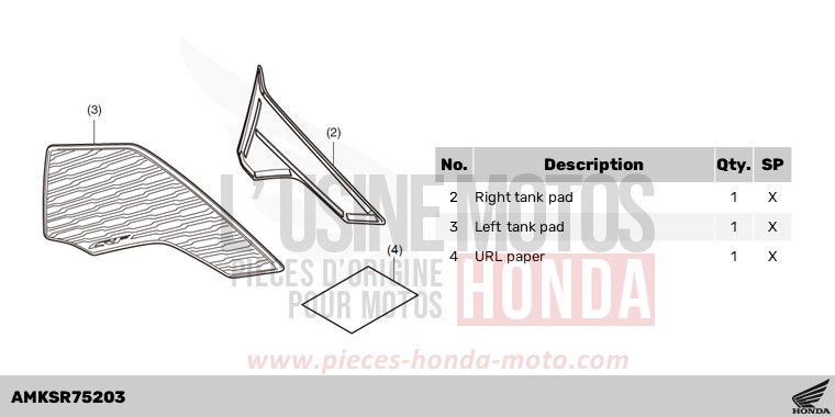KIT,SIDE TANK PAD de Africa Twin DCT PEARL GLARE WHITE (NHB53H) 2024